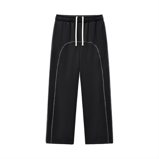 DELAPRIX Contrast-Stitched Fleece (Black) Sweatpants