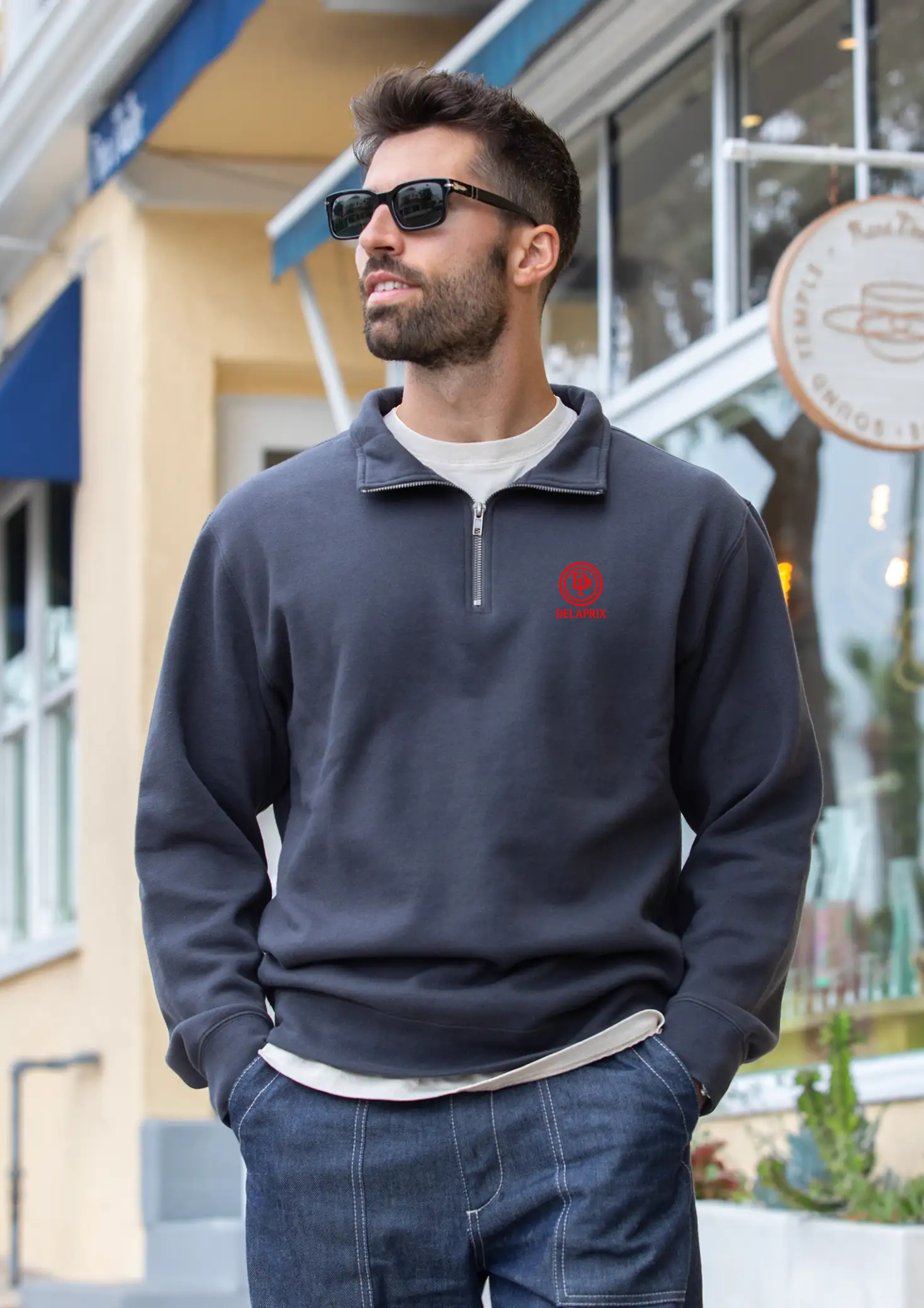 DELAPRIX Half-zip (Alpine Green) Heather Turtleneck Sweater