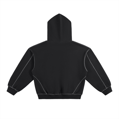 DELAPRIX Contrast-Stitched Boxy Fleece (Black) Hoodie
