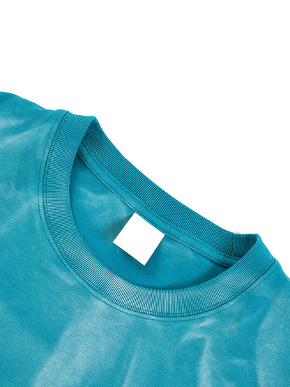 DELAPRIX Hand-Scrunched Sunfade (Peacock Blue) T-Shirt